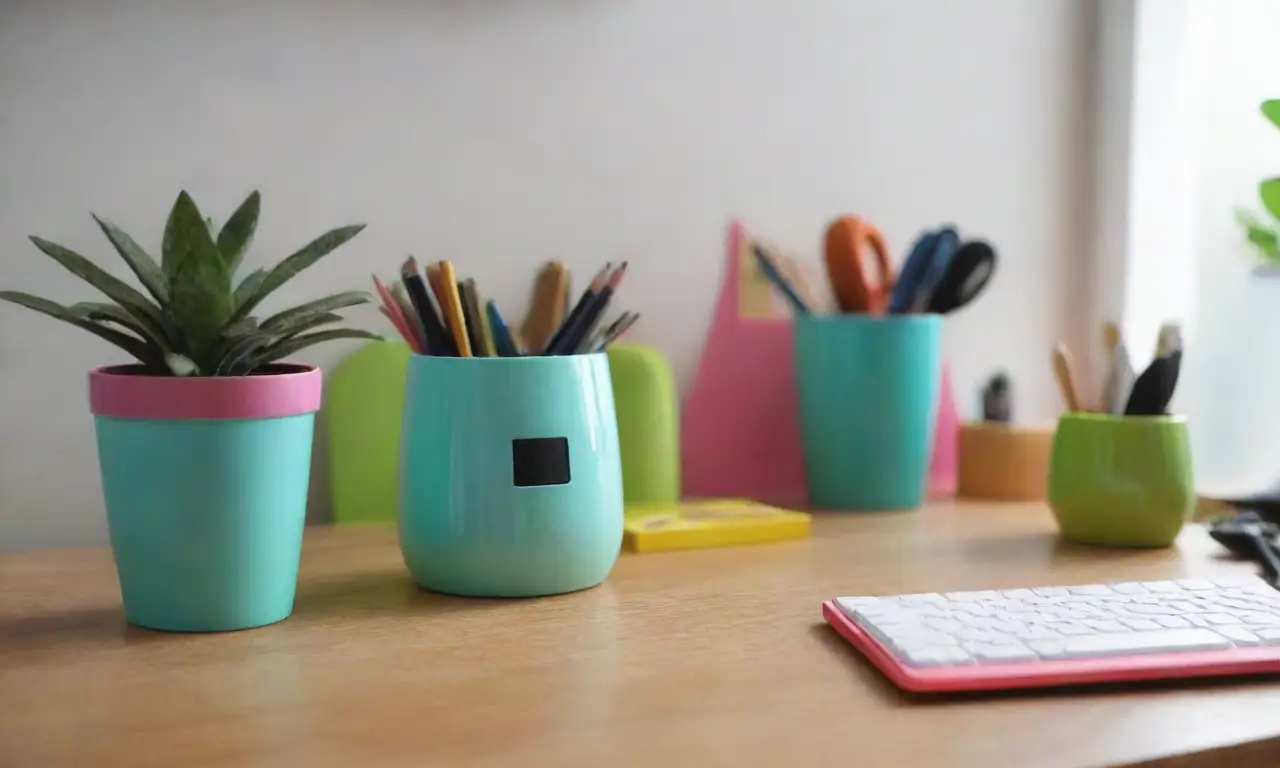 Artículos de oficina coloridos y decorativos